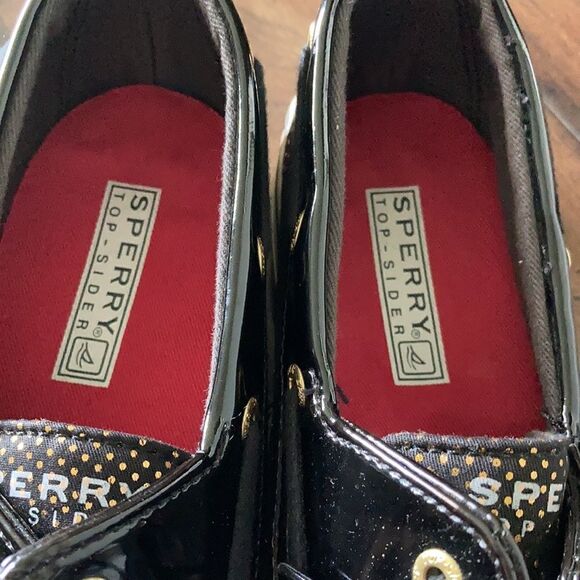 Sperry Top-Sider Angelfish Black And Gold Polkadot Red Interior Size 6 - Picture 7 of 10